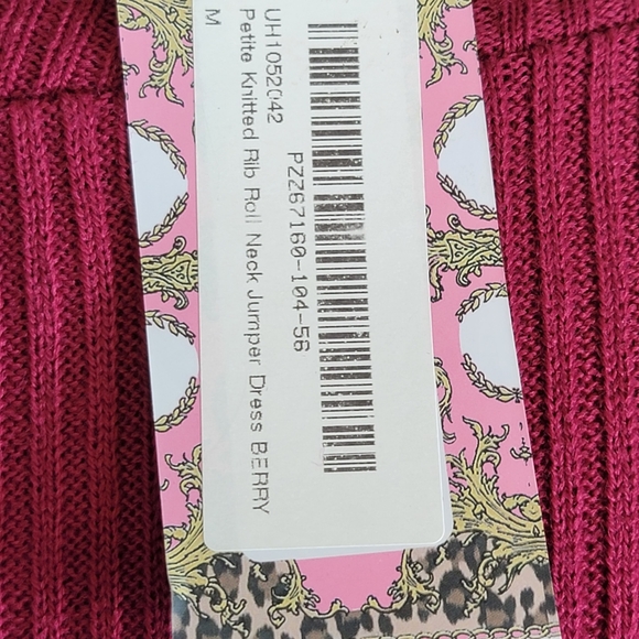 Boohoo Petitete Knitted Rib Roll Jumper Jumper Dress Berry - Picture 5 of 11